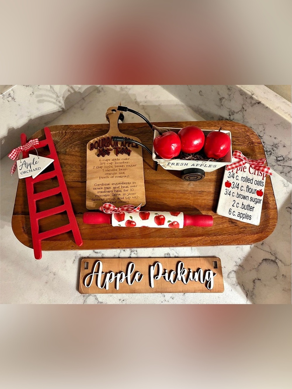 Apple Baking Kitchen Decor Set, Red & White